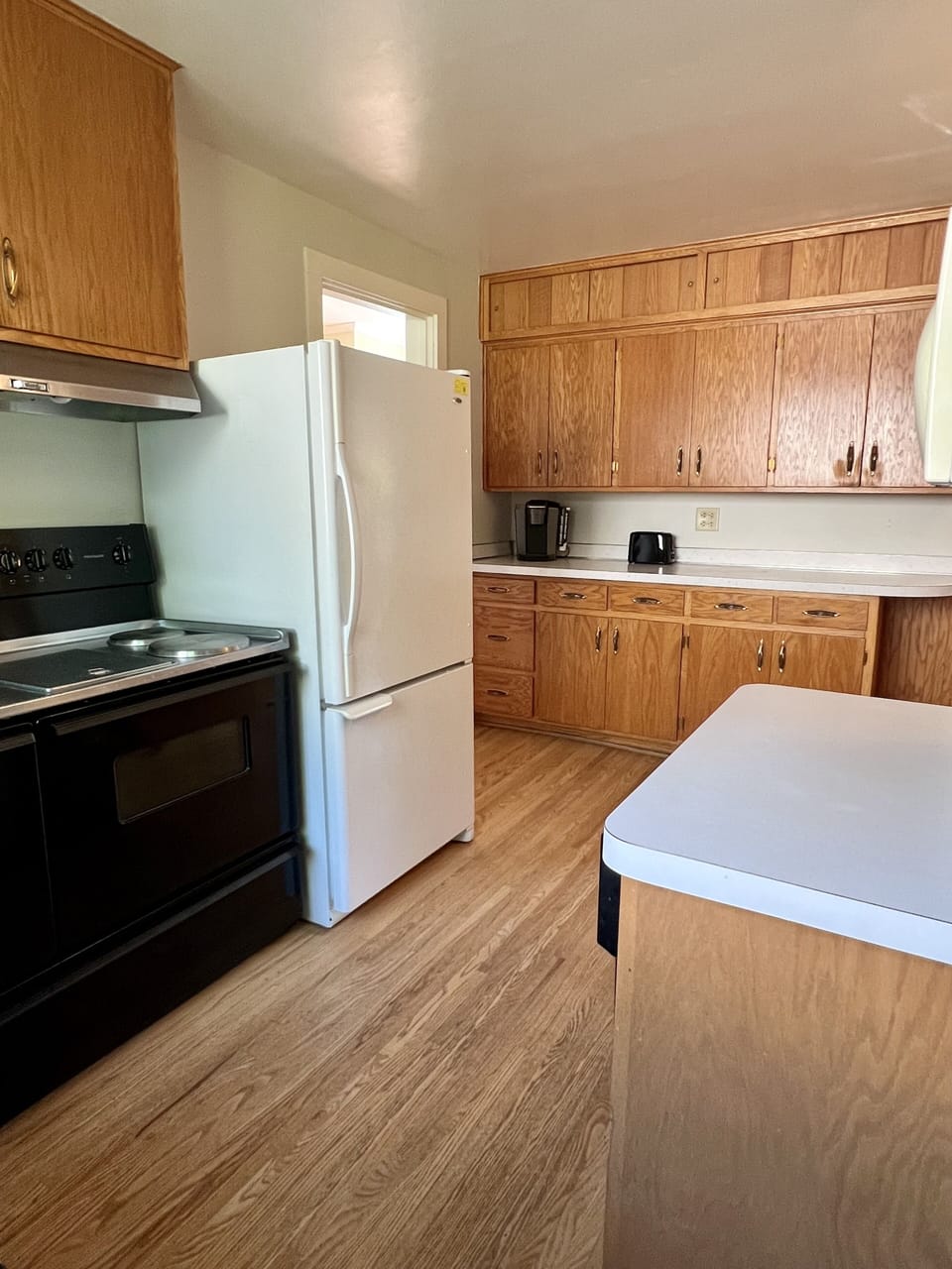 Large kitchen with full appliances including dishwasher and stove with 2 ovens.