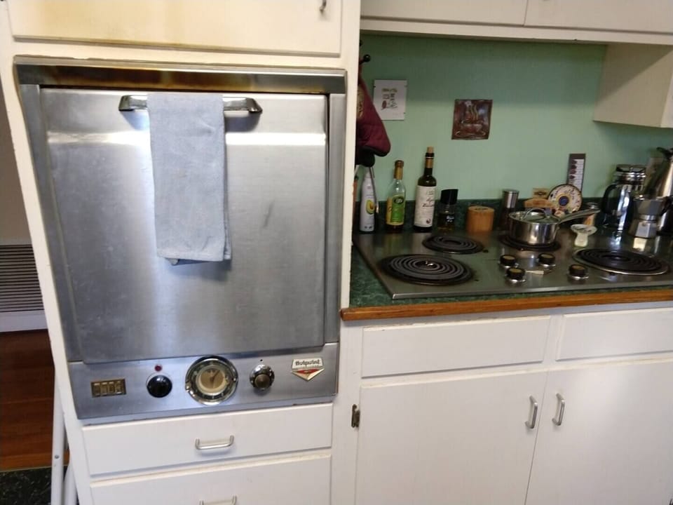 Make use of the original, vintage oven and stove top!