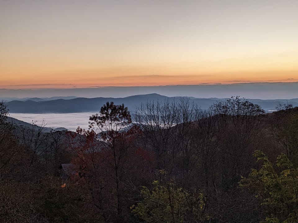 Morning Sun Coming Up in the Blue Ridge Mountains