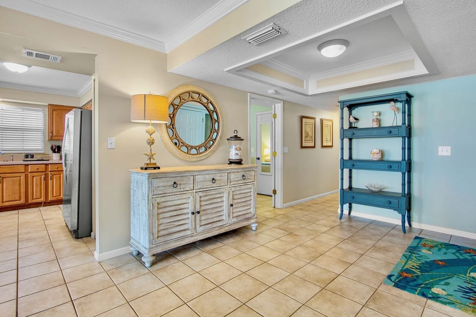 Decorated hallway with coastal accents