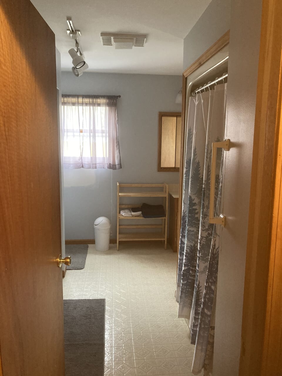 First floor full bath with shower. Stackable washer and dryer behind the door.