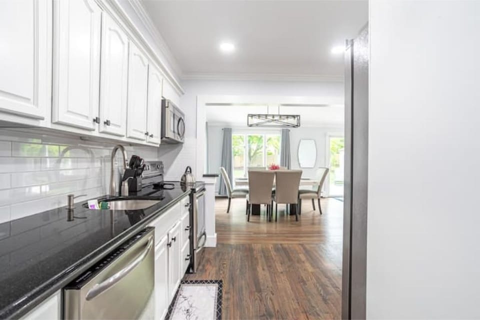 Step through the kitchen and into the elegant dining area