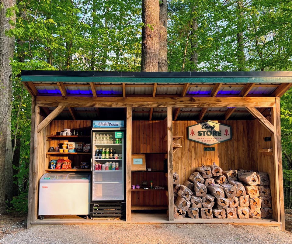 Onsite 24/7 self serve Camp Store. Complete with snacks, firewood and more!