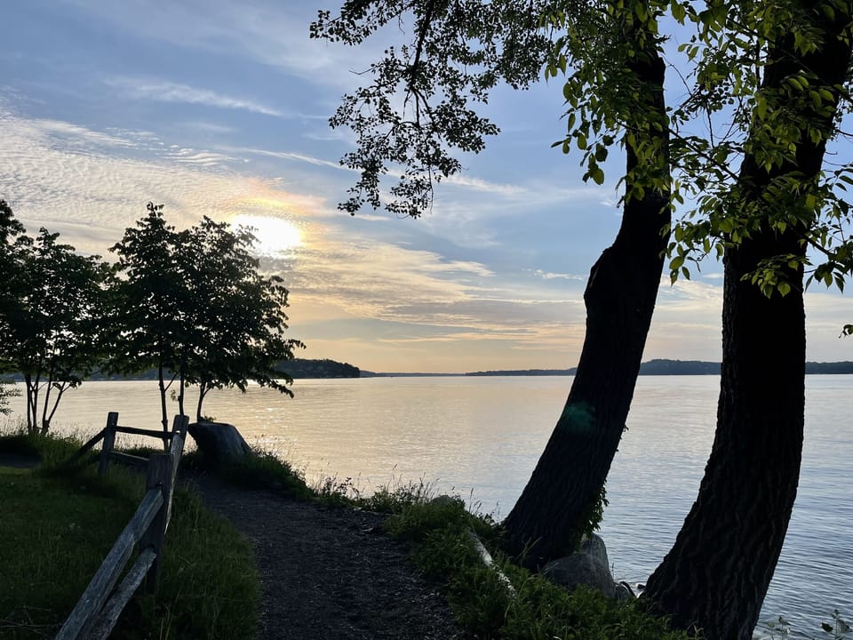 Sunrise on the lake shore path