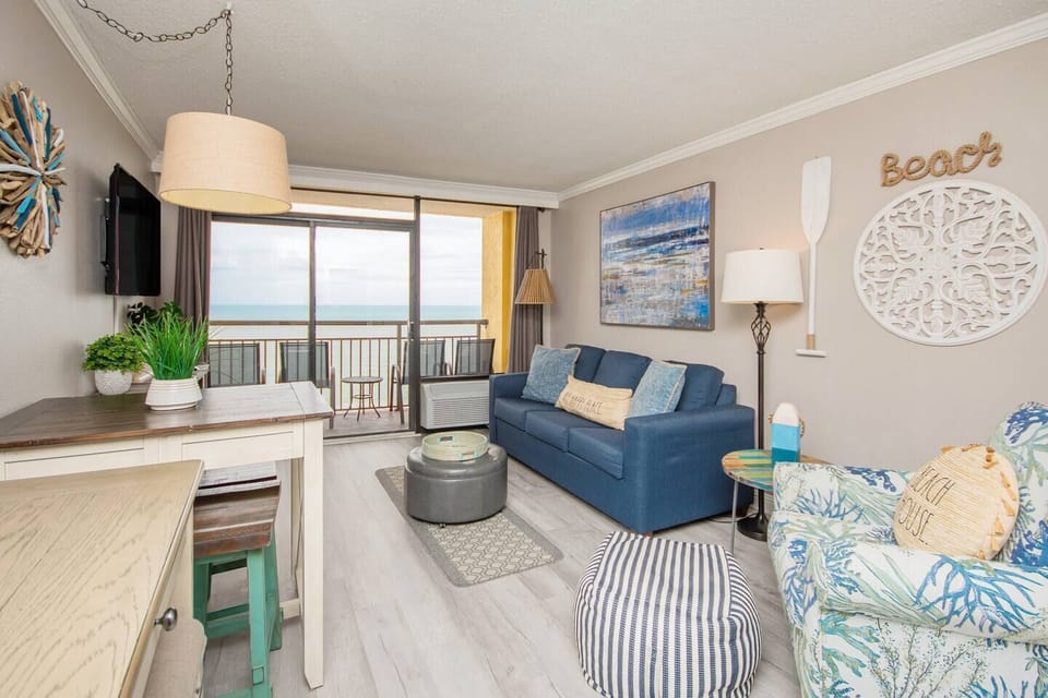Enjoy the oceanfront view from the living room