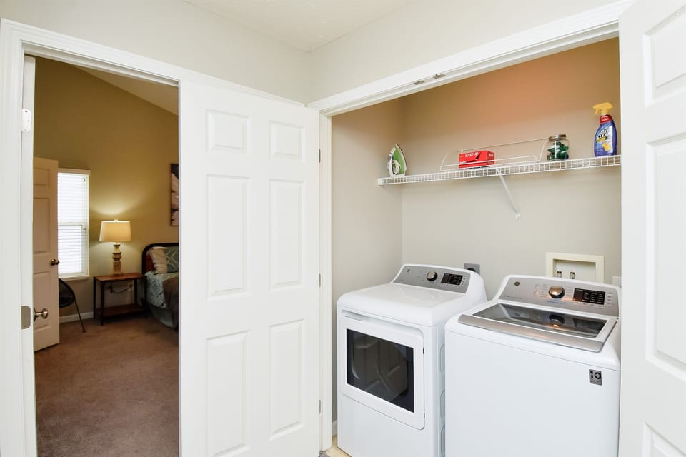 No need to worry about dirty clothes – the washer and dryer are at your service.