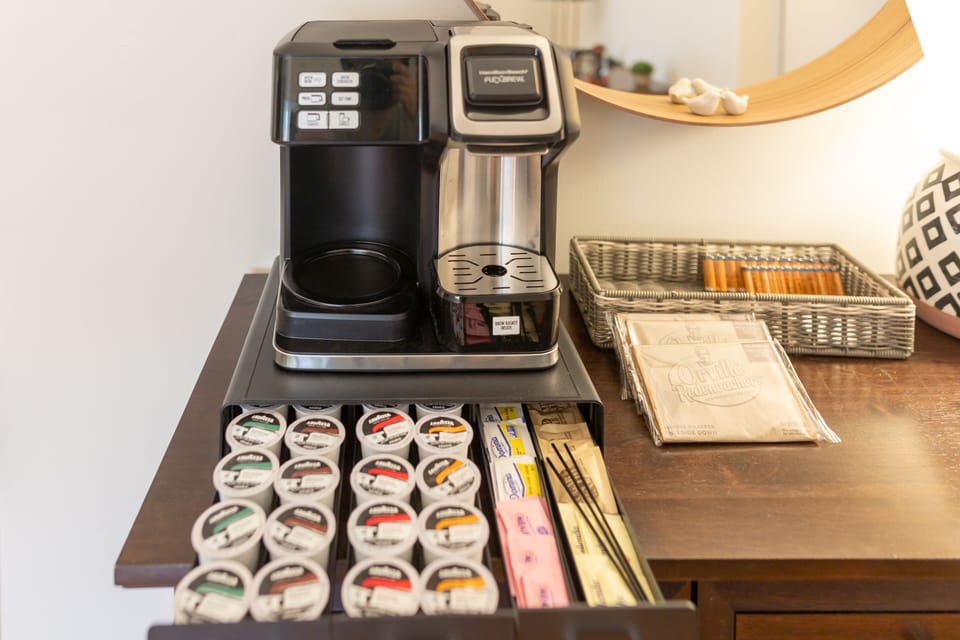 Complementary K-cups and sugars provided