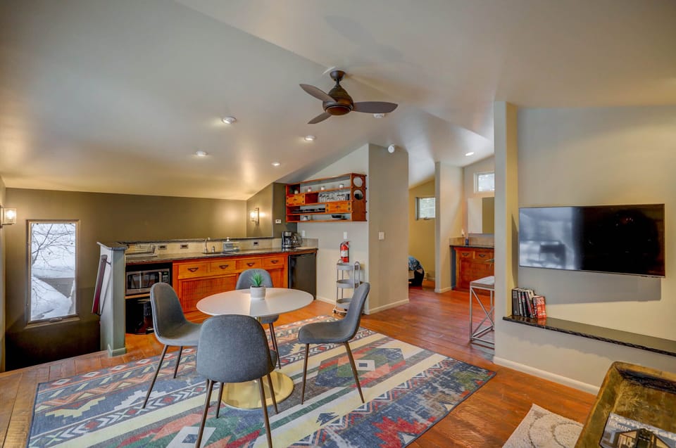 Dining, living, and kitchenette
