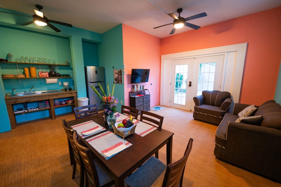 Looking towards the TV in the family room from the kitchen area.