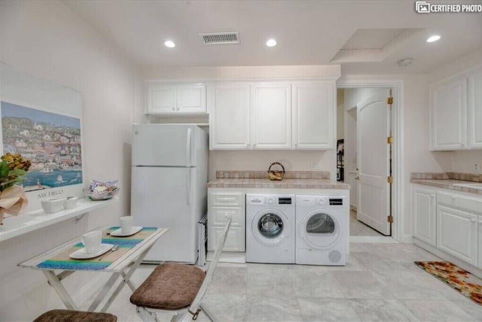 Fridge and Silent Bosch Washer & Dryer. 