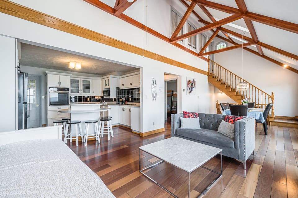 The main living area with direct access to the kitchen means you don't have to go far from the fun while cooking.