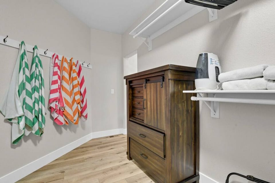 Another view of Master Closet with provided Hot Tub towels