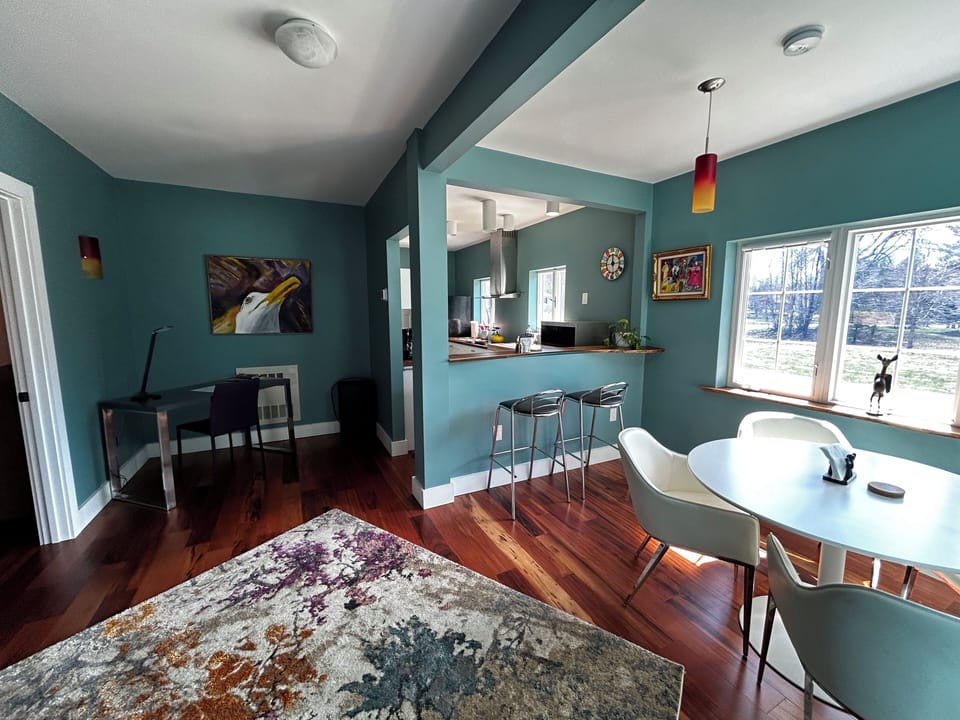 2 bar seats and desk for work if you’d like!