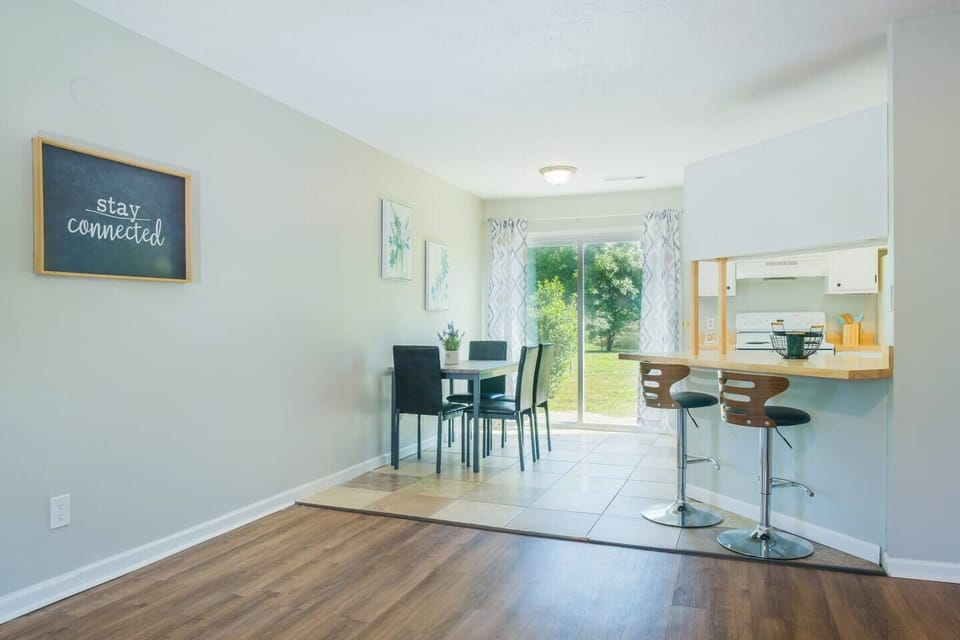 The breakfast nook can double as a workspace..