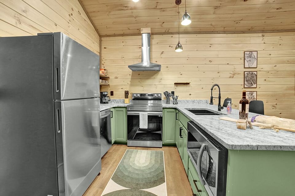 Step through the front door into a fully stocked kitchen!