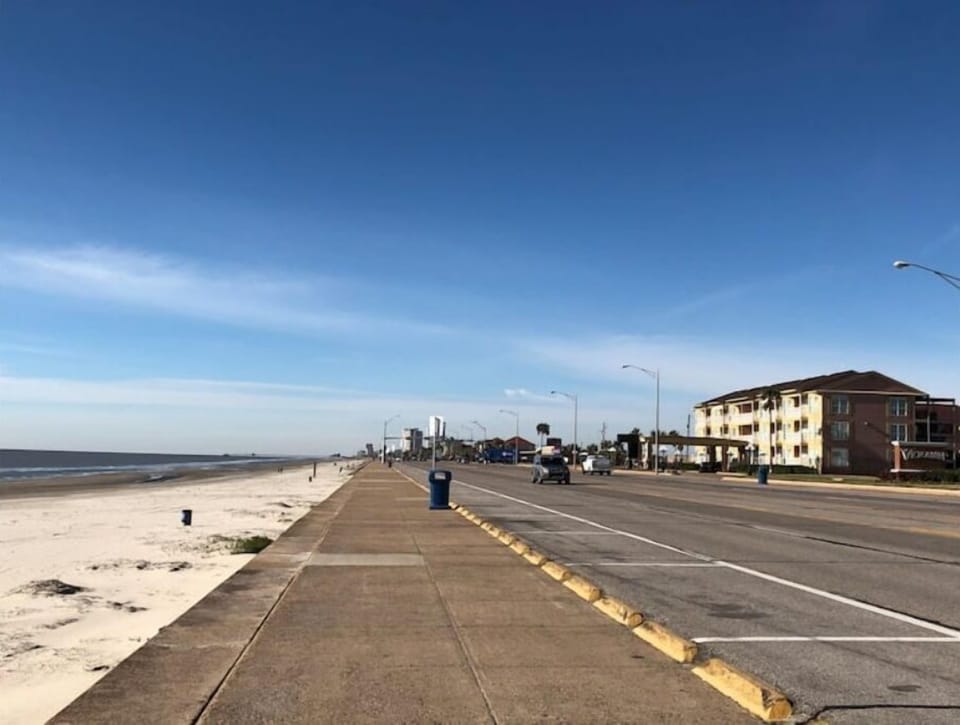 The Beach is across the street from the resort. That's our building to the right
