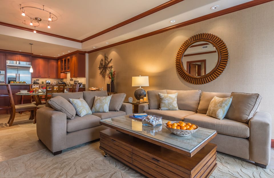 Living room with 6' queen sofa bed