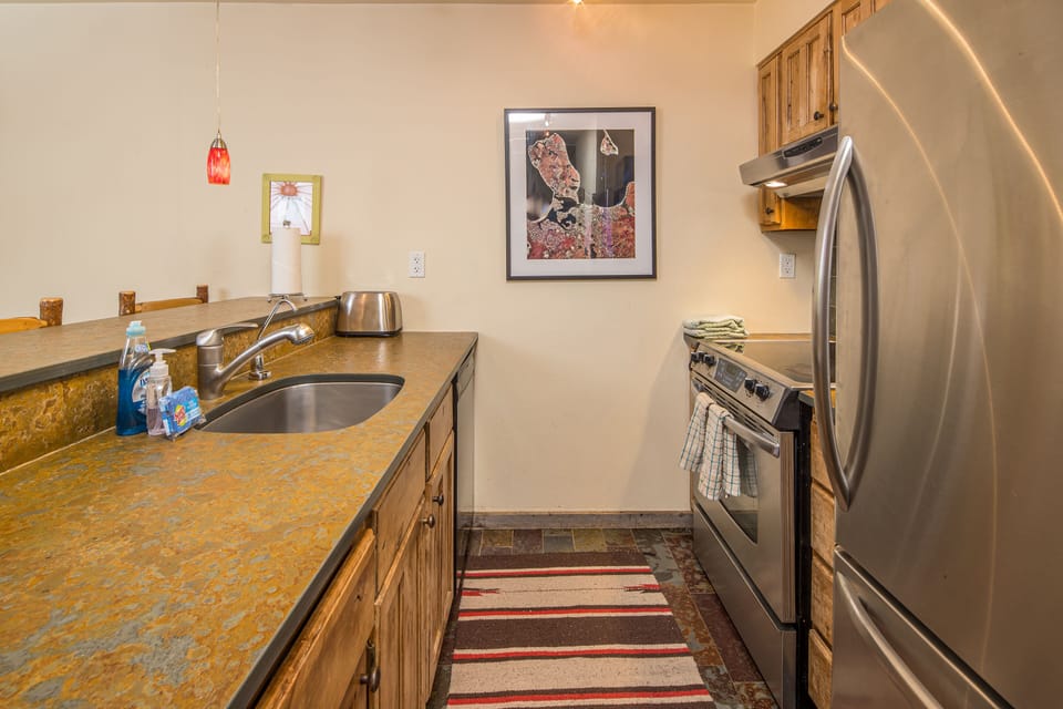 Kitchen with stainless steel appliances