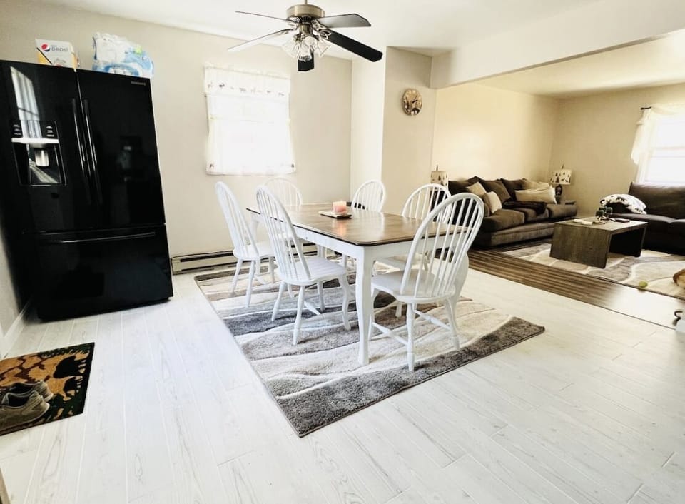 Kitchen table and living room