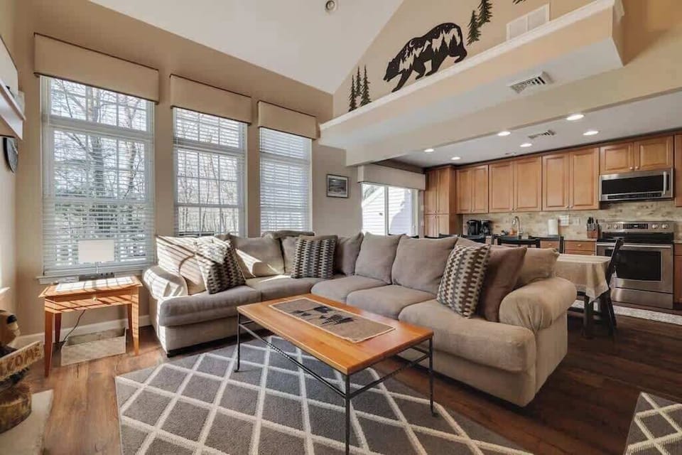 Spacious Living Room with Fireplace & Cozy Seating