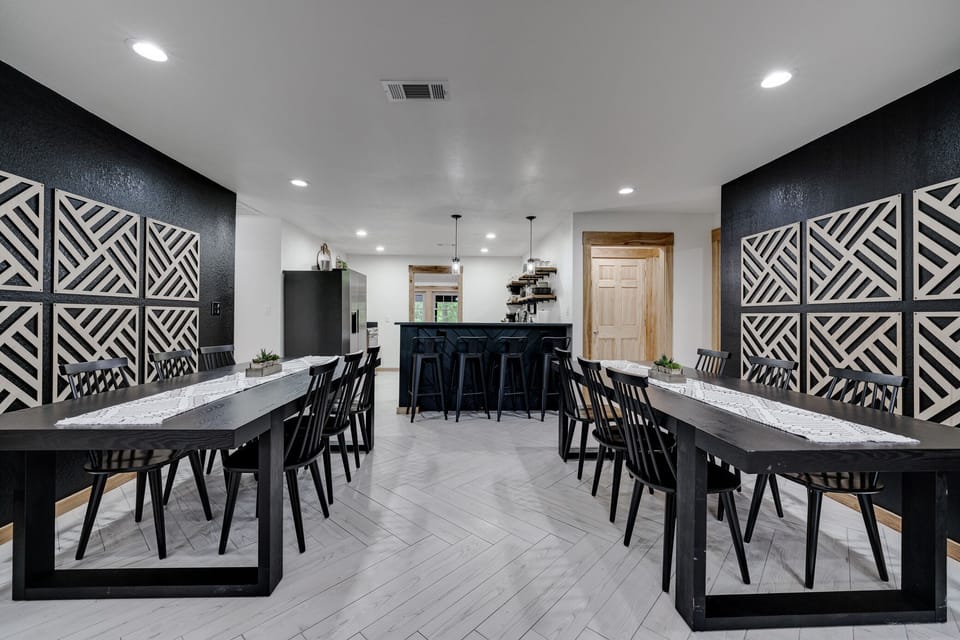 2 – 6 Foot Dining Tables w/ 12 Chairs