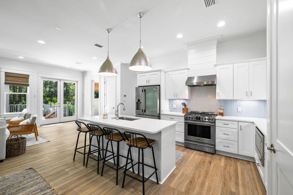 Spacious kitchen with eat in island.  
