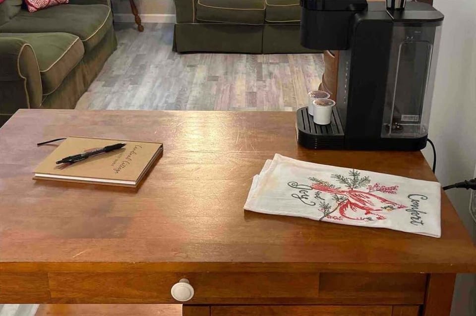 Coffee station / food prep area. 
