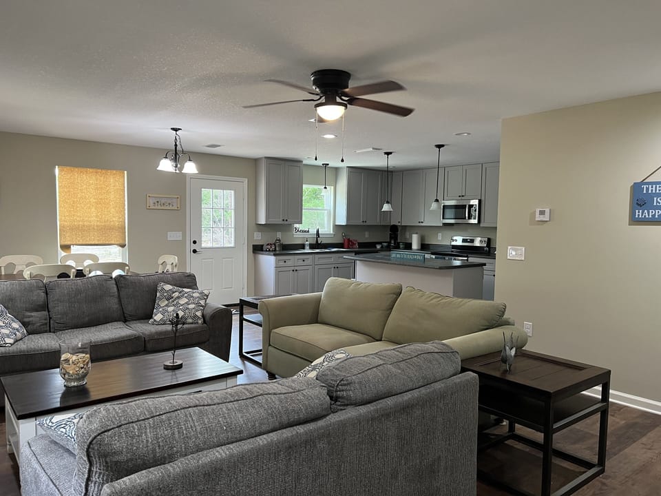 Lots of cozy seating space and a sofa sleeper