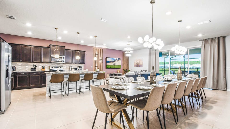 Elegant open-layout with gourmet kitchen, designer dining, and stylish lounge area.