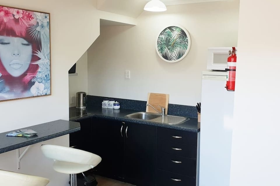 The kitchen is small but functional.