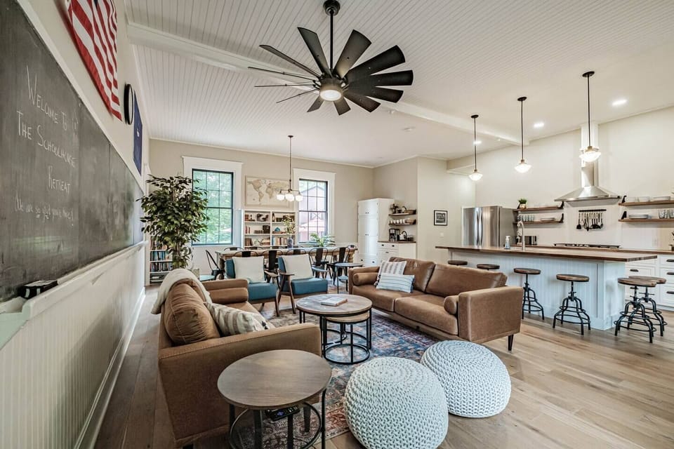 The original classroom of the schoolhouse is the best gathering spot!