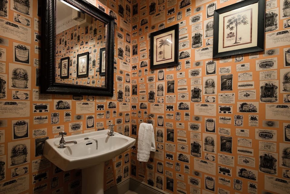 Broadgate House - ground floor cloakroom with statement wallpaper