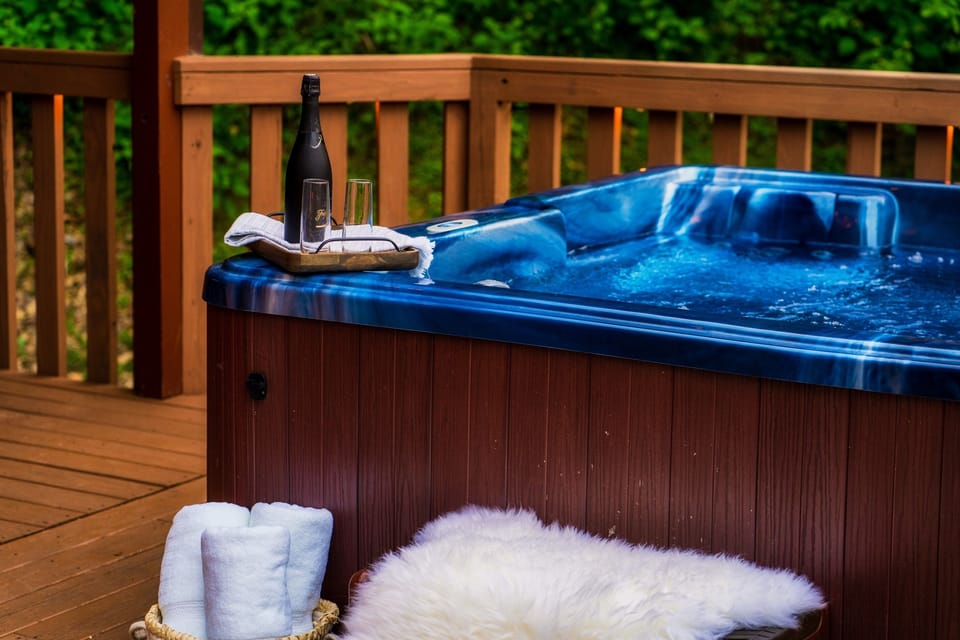 Soothe your muscles after a day exploring in the hot tub in privacy, not surrounded by other cabins.