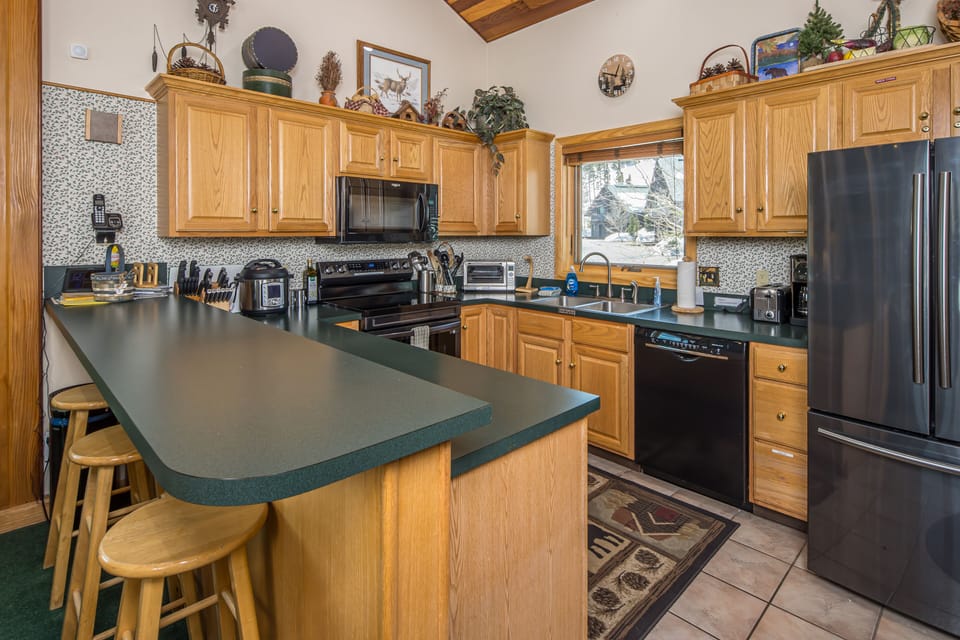 A large kitchen island with bar seating for 3!