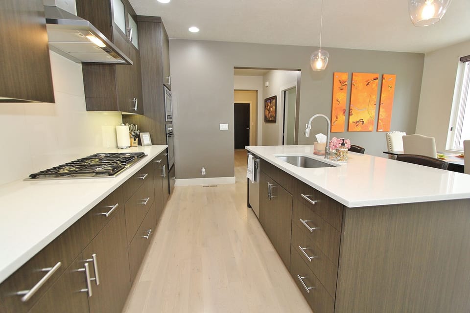 Kitchen with gas cook top. 