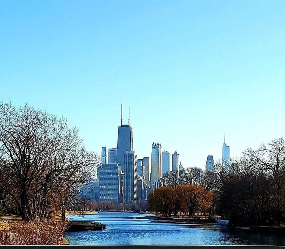 View of the Chicago Skyline and South Lagoon, Lincoln Park
