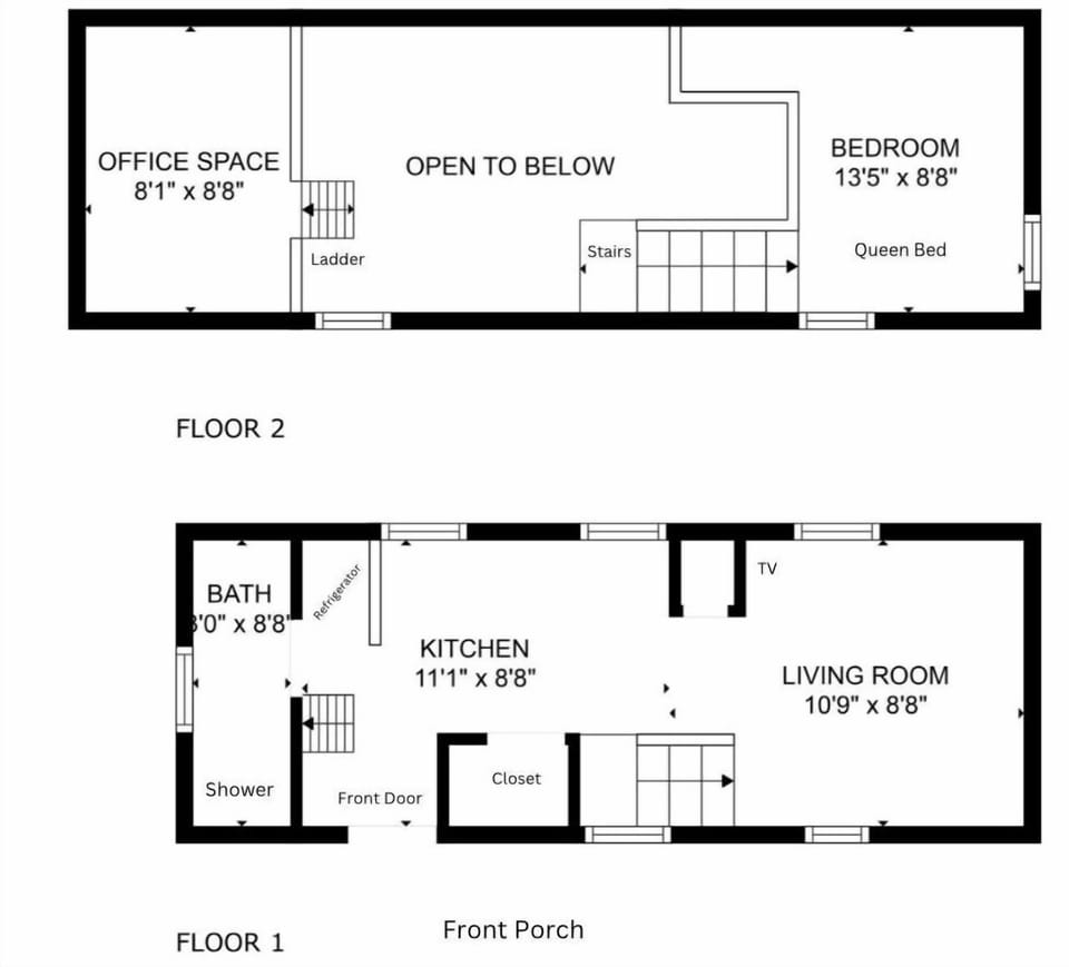 Floor Plan - Please don't hesitate to reach out and ask questions about the Tiny Buckle and other homes on the same block! 