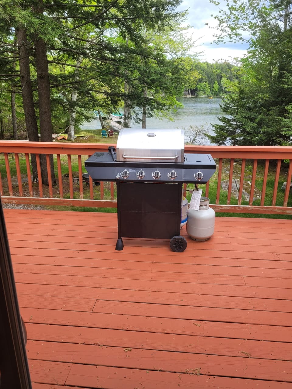 Look out on the beautiful cove while grilling.