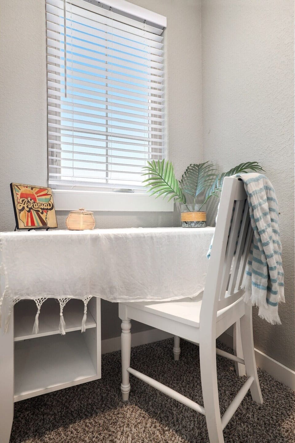 Here, you'll also find a small desk area.