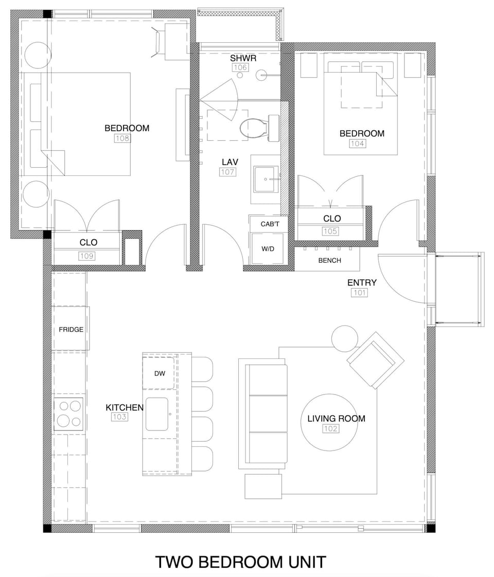 Two bedroom floor plan