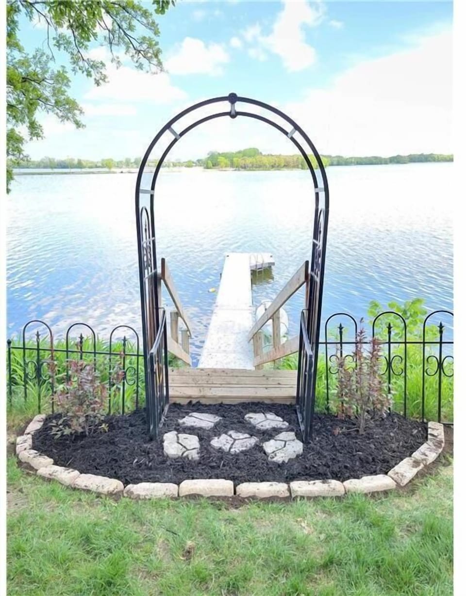 private dock on the lake; lake and garden views