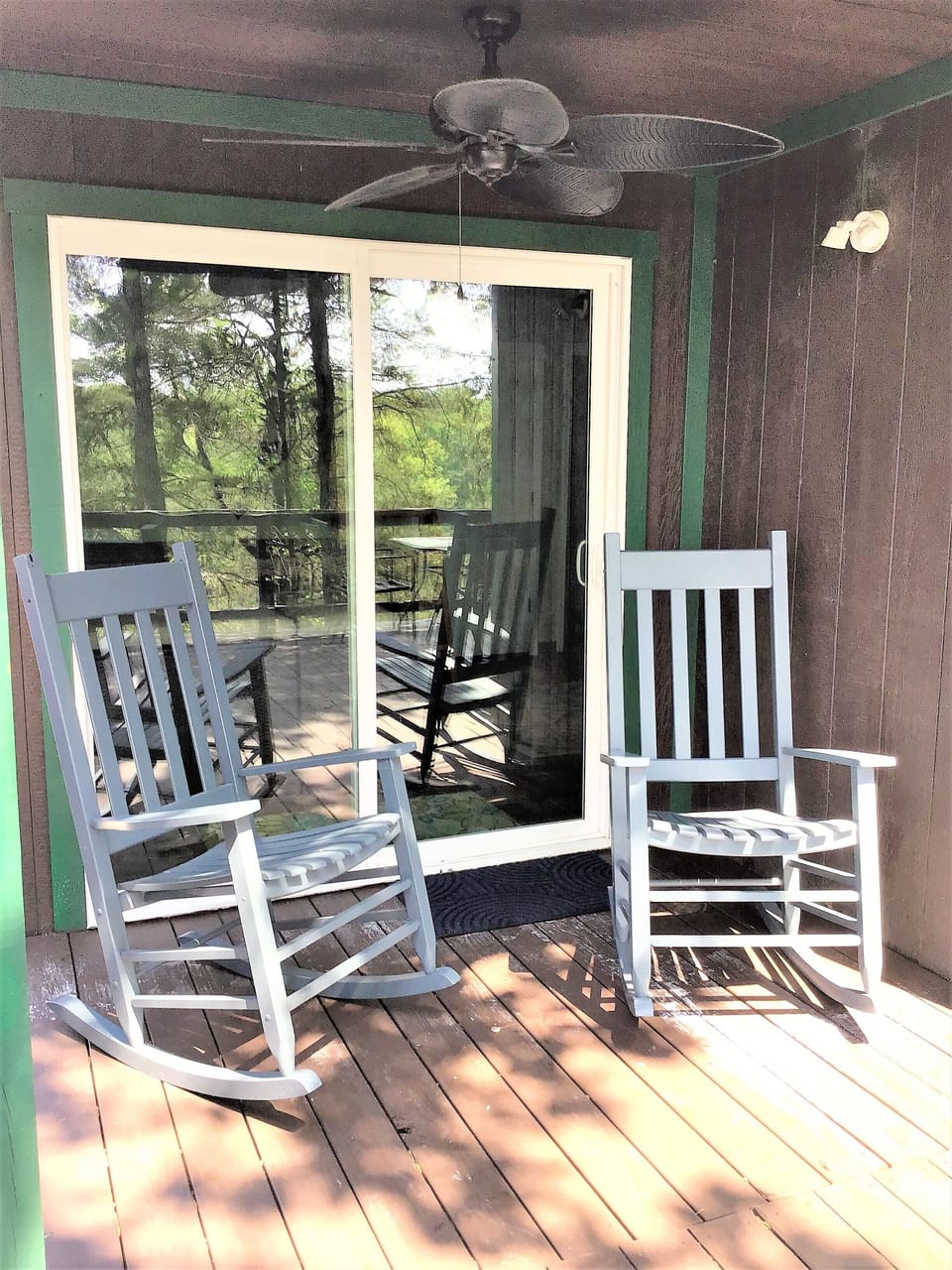 Picture yourself relaxing in these rocking chairs