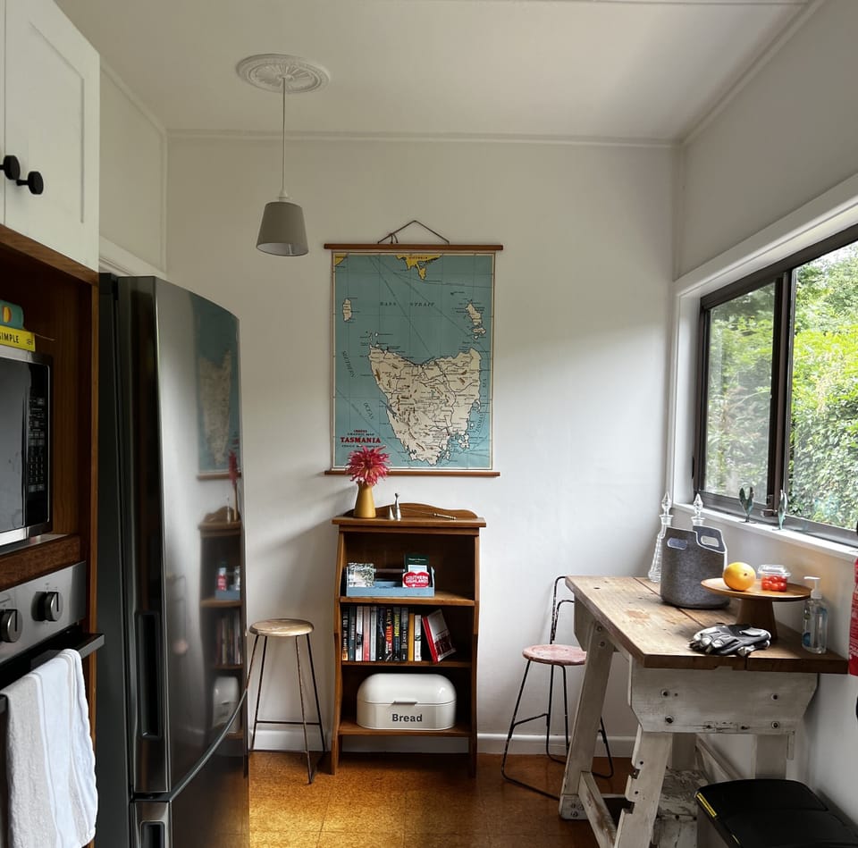 Kitchen with table and stools