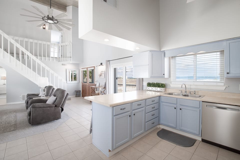 Kitchen open to family room with View of the Santa Rosa Sound
