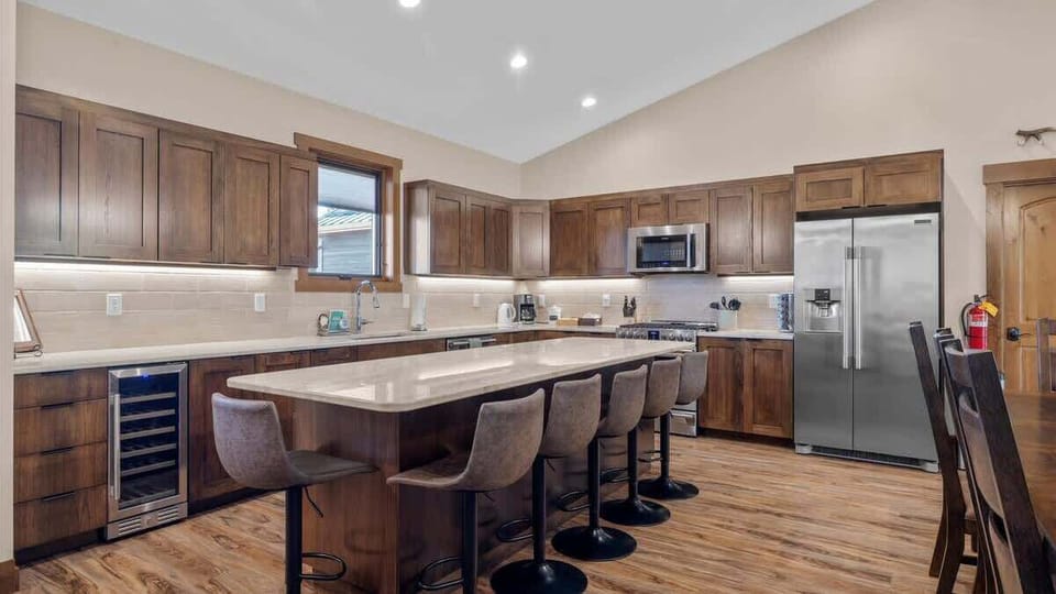 counter space and bar stools