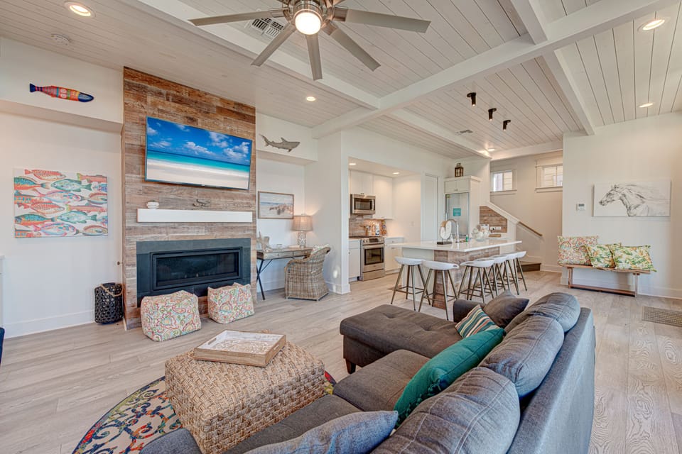Fireplace is decorative only.