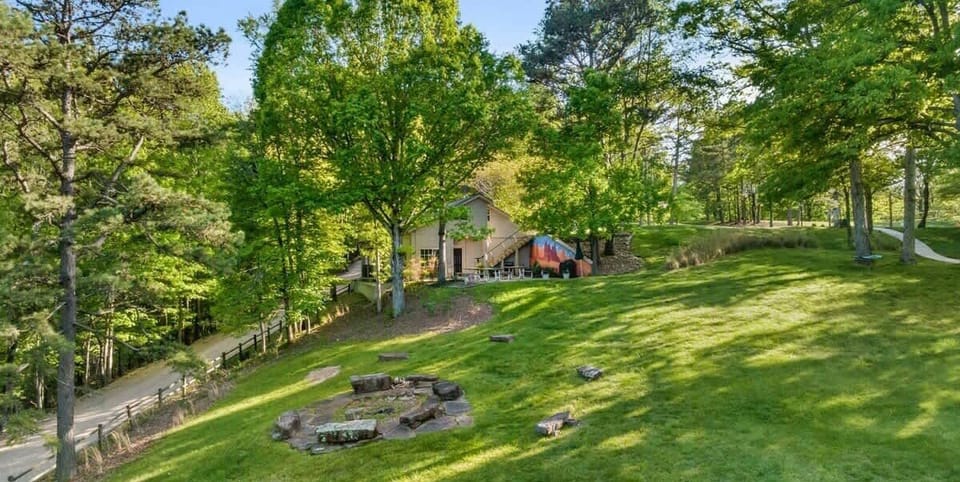 Aerial shot of the yard