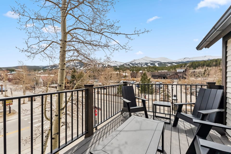 Balcony: Private front balcony with Adirondack chairs