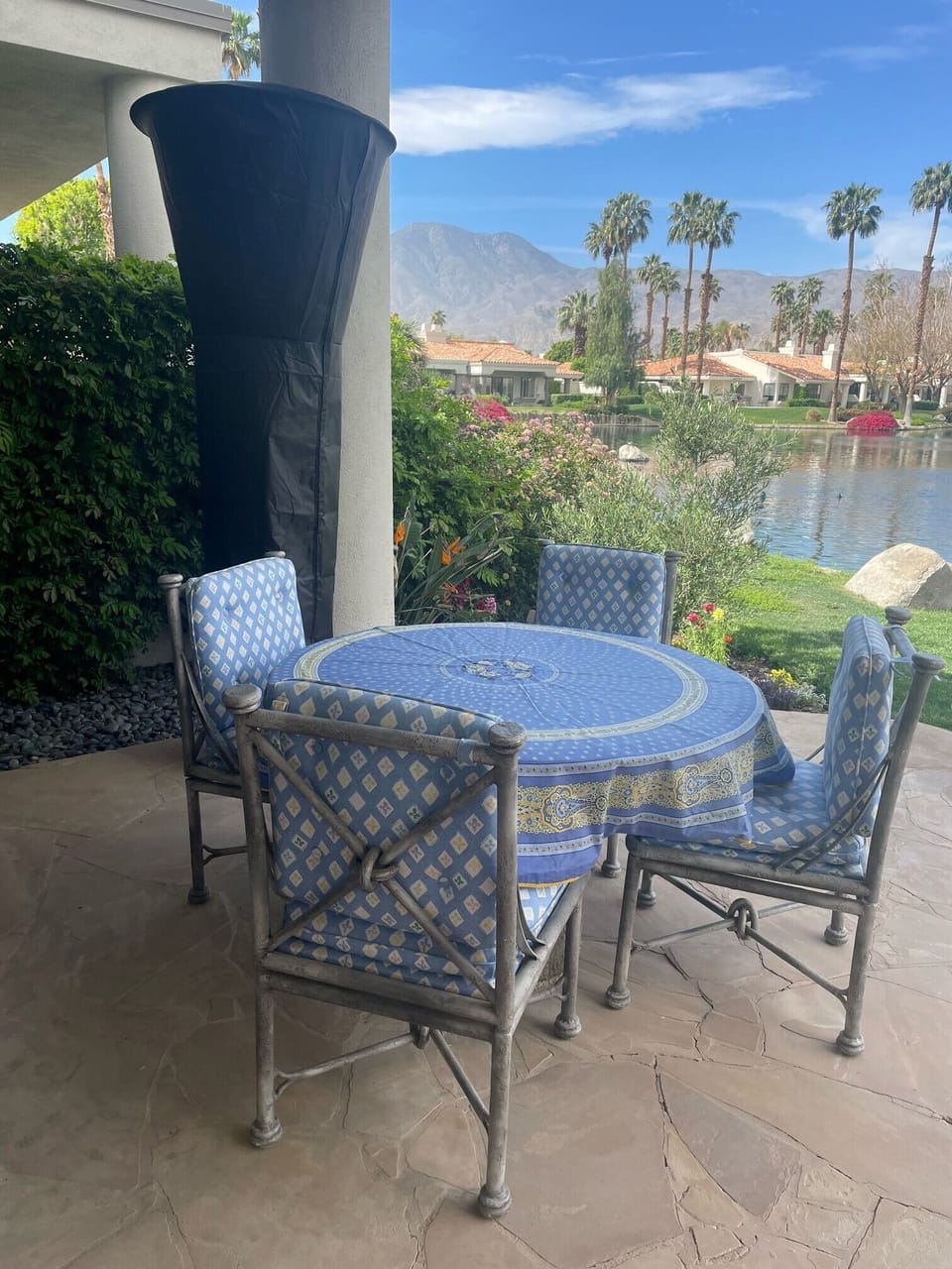 Multiple outdoor seating spaces