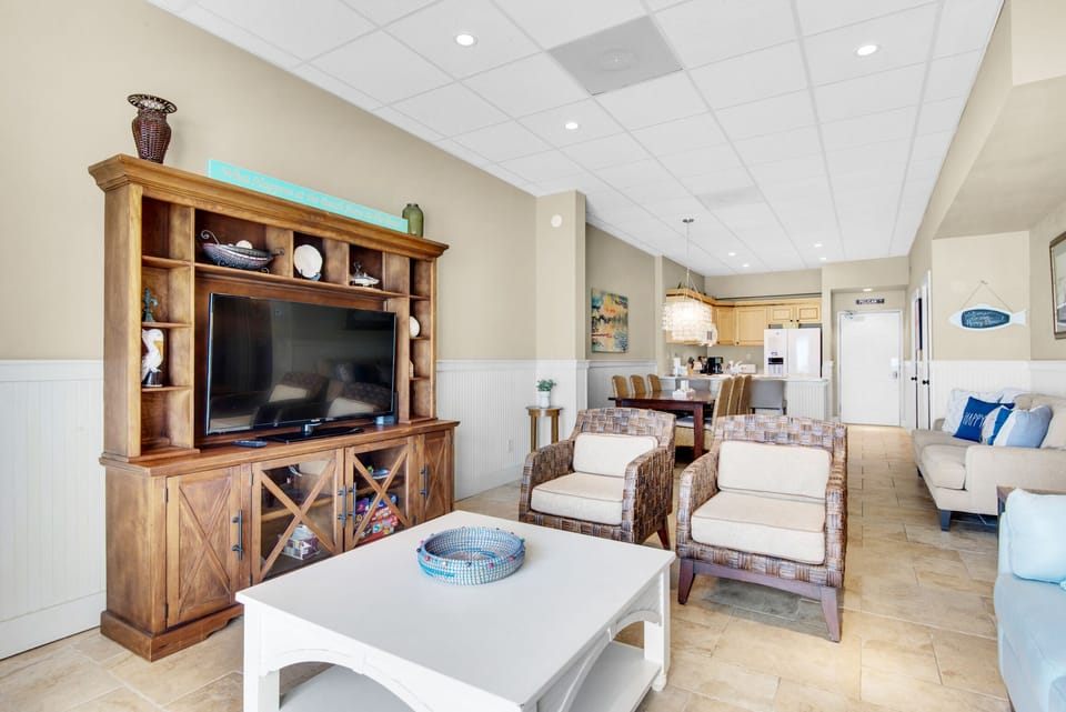 Enjoy a movie on the flat screen TV